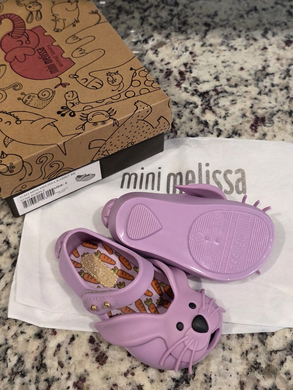Mini Melissa Ultragirl Rabbit Mary Janes in Purple - Size 5 - NWT/B